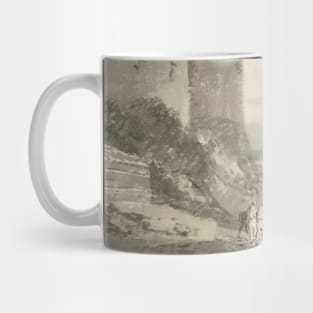 A Road with Houses and a Bridge over a River beneath the Walls of a Castle Mug